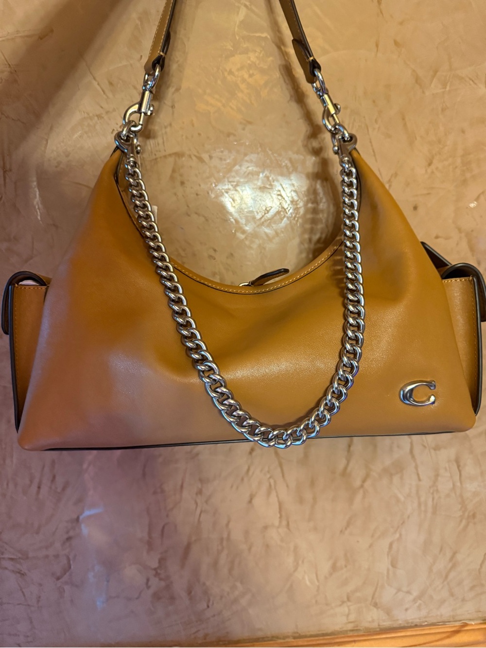 Coach RARE Honey color Pocket Juliet 30 nwt with silver hardware - Picture 9 of 10